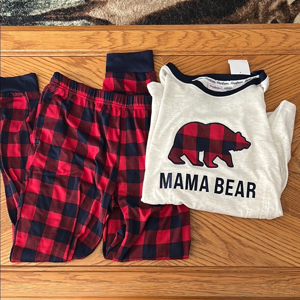 Mama Bear Kids Pajamas - Red and Black Plaid
